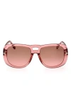 Tom Ford 56mm Gradient Aviator Sunglasses In Shiny Pink/gradient Brown