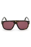 Tom Ford 56mm Gradient Square Sunglasses In Dark Havana