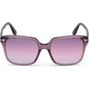 Tom Ford 56mm Gradient Square Sunglasses In Purple