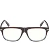 Tom Ford 56mm Pilot Blue Light Blocking Glasses In Havana To Grey/t Logo