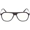 Tom Ford 56mm Pilot Blue Light Blocking Optical Glasses In Black