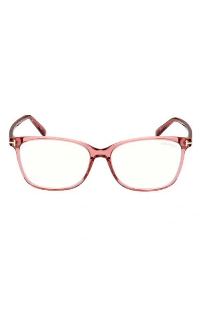 Tom Ford 56mm Rectangular Blue Light Blocking Glasses In Pink/other