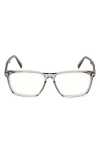 Tom Ford 56mm Square Blue Light Blocking Glasses In Gray