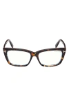 Tom Ford 56mm Square Blue Light Blocking Glasses In Caramel Brown Havana Rose Gold