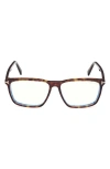 Tom Ford 56mm Square Blue Light Blocking Glasses In Havana Eco/t Logo