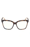 Tom Ford 56mm Square Blue Light Blocking Optical Glasses In Brown
