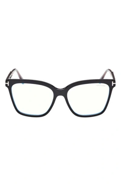 Tom Ford 56mm Square Blue Light Blocking Optical Glasses In Black