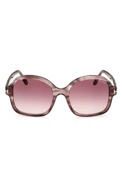 Tom Ford 57mm Butterfly Sunglasses In Shiny Violet / Mirror Violet