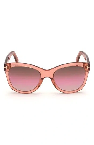 Tom Ford 57mm Cat Eye Sunglasses In Pink/gradient Brown