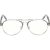 Tom Ford 57mm Pilot Blue Light Blocking Optical Glasses In Light Grey/t Logo