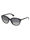 Tom Ford 57mm Rectangle Acetate Sunglasses In Black Gradient Smoke