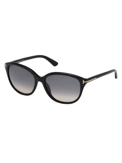 Tom Ford 57mm Rectangle Acetate Sunglasses In Black