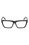 Tom Ford 57mm Square Blue Light Blocking Glasses In Black Eco/t Logo