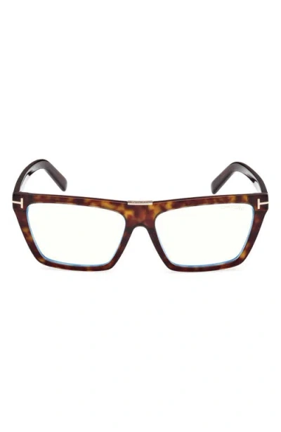 TOM FORD TOM FORD 57MM SQUARE BLUE LIGHT BLOCKING GLASSES