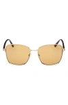 Tom Ford 57mm Square Sunglasses In Gold / Brown