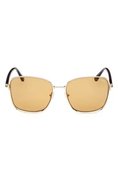 Tom Ford 57mm Square Sunglasses In Gold/brown