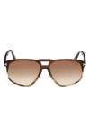 Tom Ford 58mm Navigator Sunglasses In Havana/gradient Brown