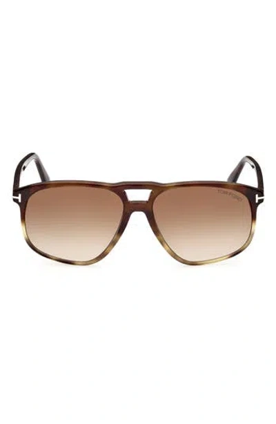 Tom Ford 58mm Navigator Sunglasses In Blue