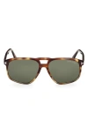 Tom Ford 58mm Navigator Sunglasses In Havana/green