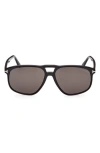 Tom Ford Full Frame Sunglasses In Shiny Black/smoke