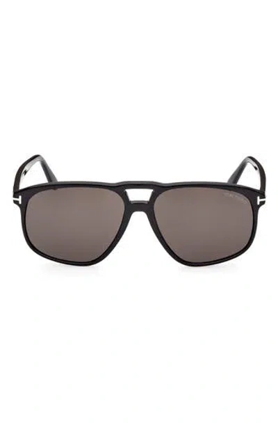 Tom Ford 58mm Navigator Sunglasses In Brown