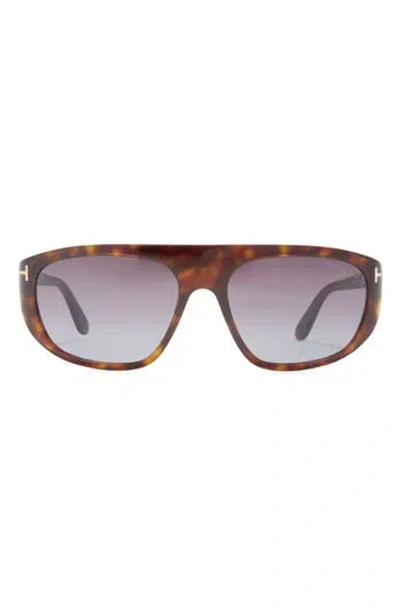 Tom Ford 58mm Pilot Sunglasses In Dark Havana/gradient Smoke