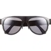 Tom Ford 58mm Pilot Sunglasses In Shiny Black/smoke Mirror