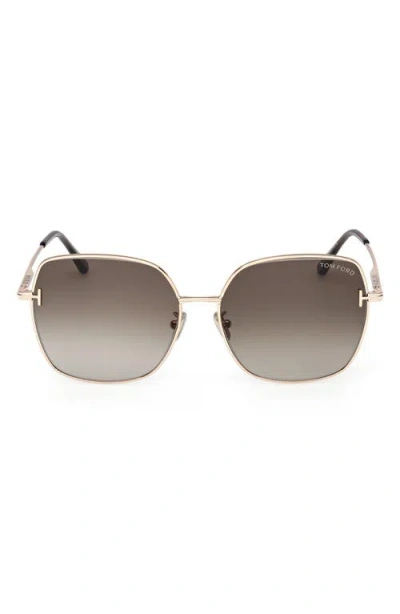 Tom Ford 59mm Gradient Square Sunglasses In Gold