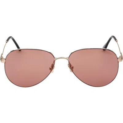Tom Ford 59mm Pilot Sunglasses In Brown