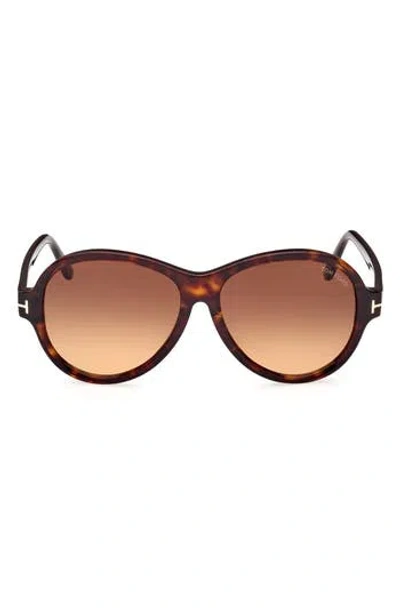 Tom Ford 59mm Round Sunglasses In Brown