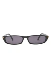 Tom Ford 59mm Slim Rectangle Sunglasses In Shiny Black/smoke