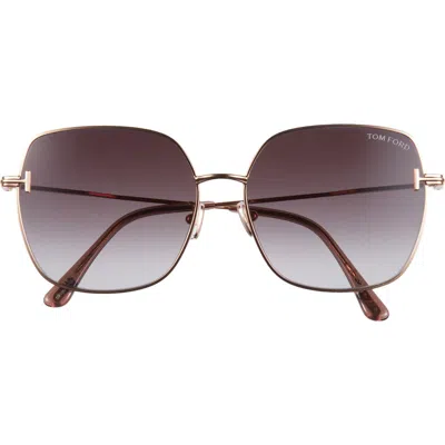 Tom Ford 59mm Square Gradient Sunglasses In Brown