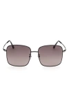 Tom Ford 59mm Square Sunglasses In Shiny Black / Gradient Brown