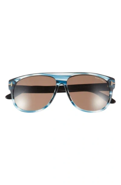 Tom Ford 59mm Square Sunglasses In Slate Blue /smoke Grey
