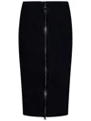 Tom Ford Panelled Leather And Cotton-blend Jersey Midi Skirt In Black