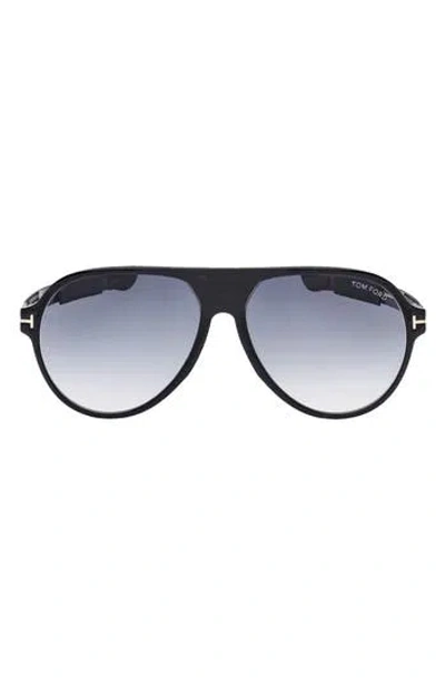 Tom Ford 60mm Aviator Sunglasses In Black