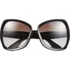 Tom Ford 60mm Butterfly Sunglasses In Black