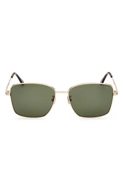 Tom Ford 60mm Square Sunglasses In Shiny Rose Gold/green