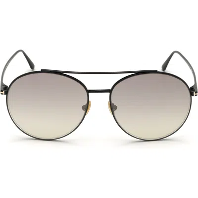 Tom Ford 61mm Round Sunglasses In Black
