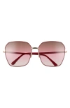 Tom Ford 62mm Claudia Square Sunglasses In Shiny Bordeaux/brown Gradient