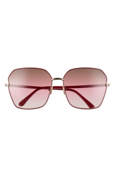 Tom Ford 62mm Claudia Square Sunglasses In Redo/brng