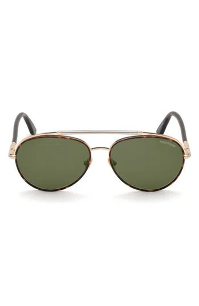 Tom Ford 62mm Pilot Sunglasses In Green