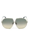 Tom Ford 66mm Geometric Oversize Sunglasses In Palladium/green