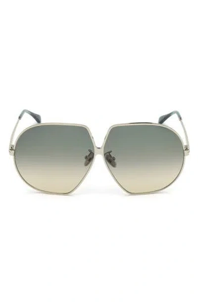 Tom Ford 66mm Geometric Oversize Sunglasses In Palladium/green