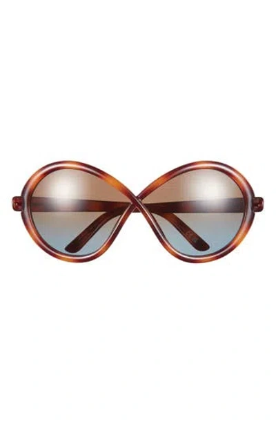 Tom Ford 68mm Gradient Butterfly Sunglasses In Blonde Havana/gradient Brown