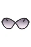 Tom Ford Jada Smoke Gradient Butterfly Ladies Sunglasses Ft1070 01b 68 In Shiny Black/gradient Smoke