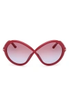 Tom Ford 68mm Gradient Butterfly Sunglasses In Shiny Fuchsia / Violet