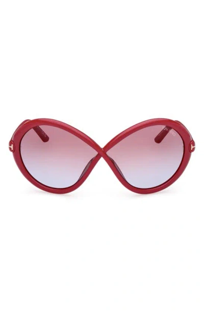 Tom Ford 68mm Gradient Butterfly Sunglasses In Shiny Fuchsia / Violet
