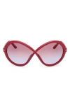 Tom Ford 68mm Gradient Butterfly Sunglasses In Shiny Fuchsia/violet
