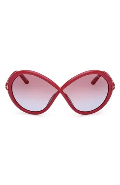 Tom Ford 68mm Gradient Butterfly Sunglasses In Shiny Fuchsia/violet